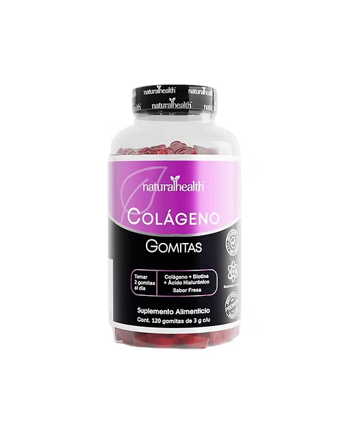 Natural Colágeno 120 Gomitas-Piel Radiante, Cabello Fuerte, Uñas y Articulacion