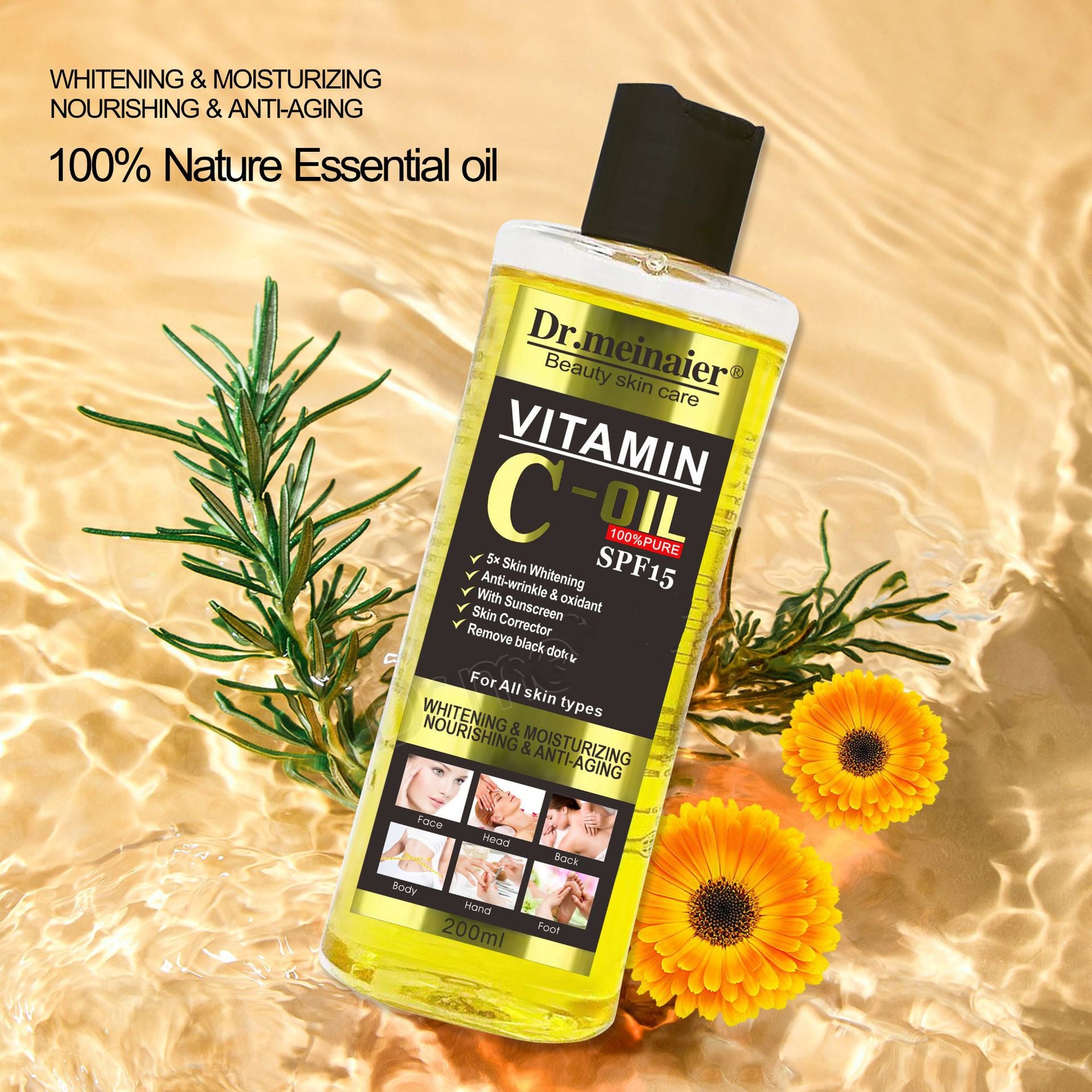 Aceite Corporal Nutritivo con Vitamina C y E | Hidratación Profunda para Rostro y Cuerpo