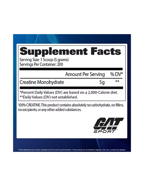 Gat Creatine Monohydrate 1000gr Creatina pura